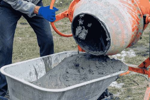 Concrete mixers supporting structural and finishing works.