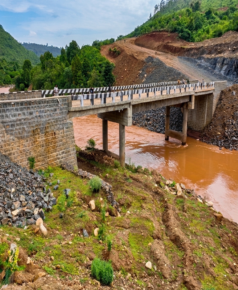 Completed reinforced-concrete river bridge by MAM General Contractor